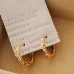 Anthropologie Crystal Huggie Hoop Earrings